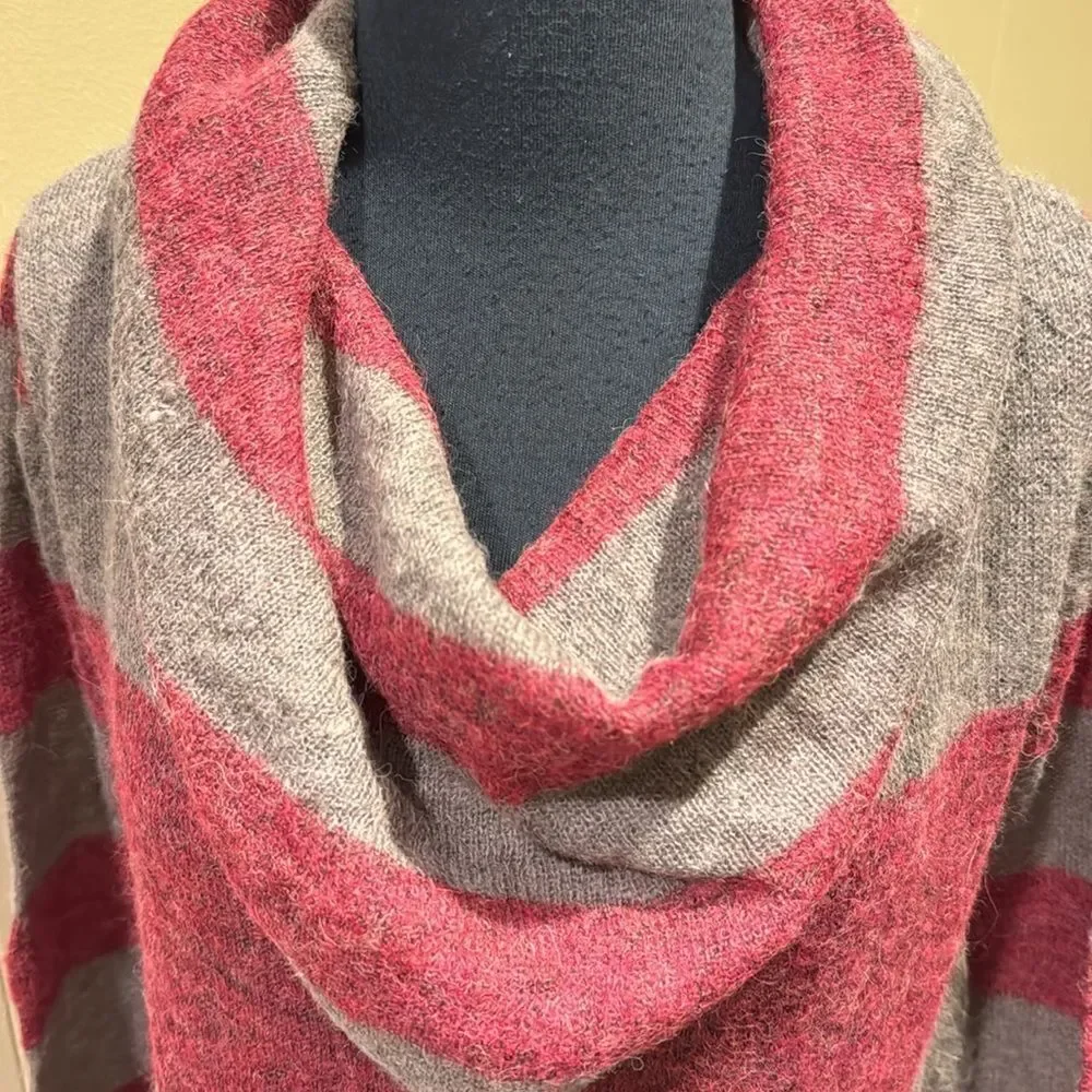Free People super soft alpaca blend Lulu Rugby cowl neck slouch stripe sweater
